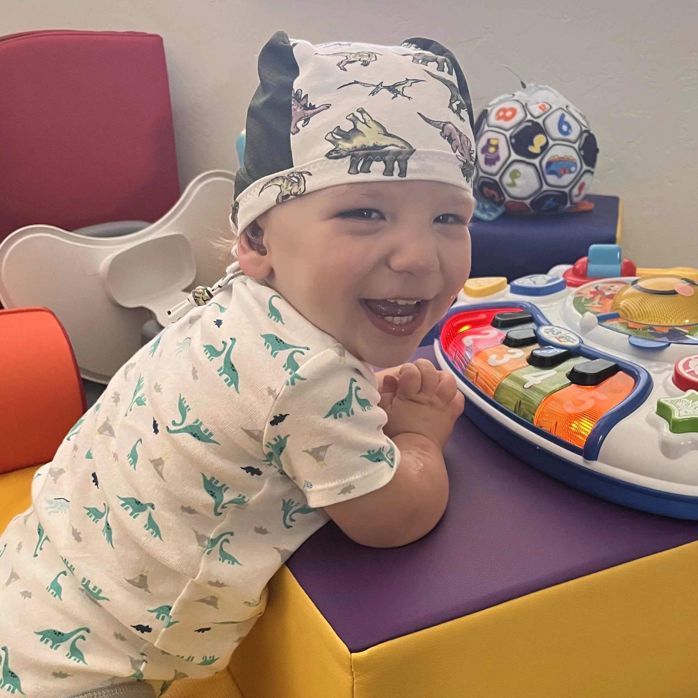 Keywords: pediatric therapy, early learning centerA baby engages in pediatric therapy and early learning at an early learning center while playing with a toy. Keywords: pediatric therapy, early learning center
A baby engages in pediatric therapy and early learning at an early learning center while playing with a toy.