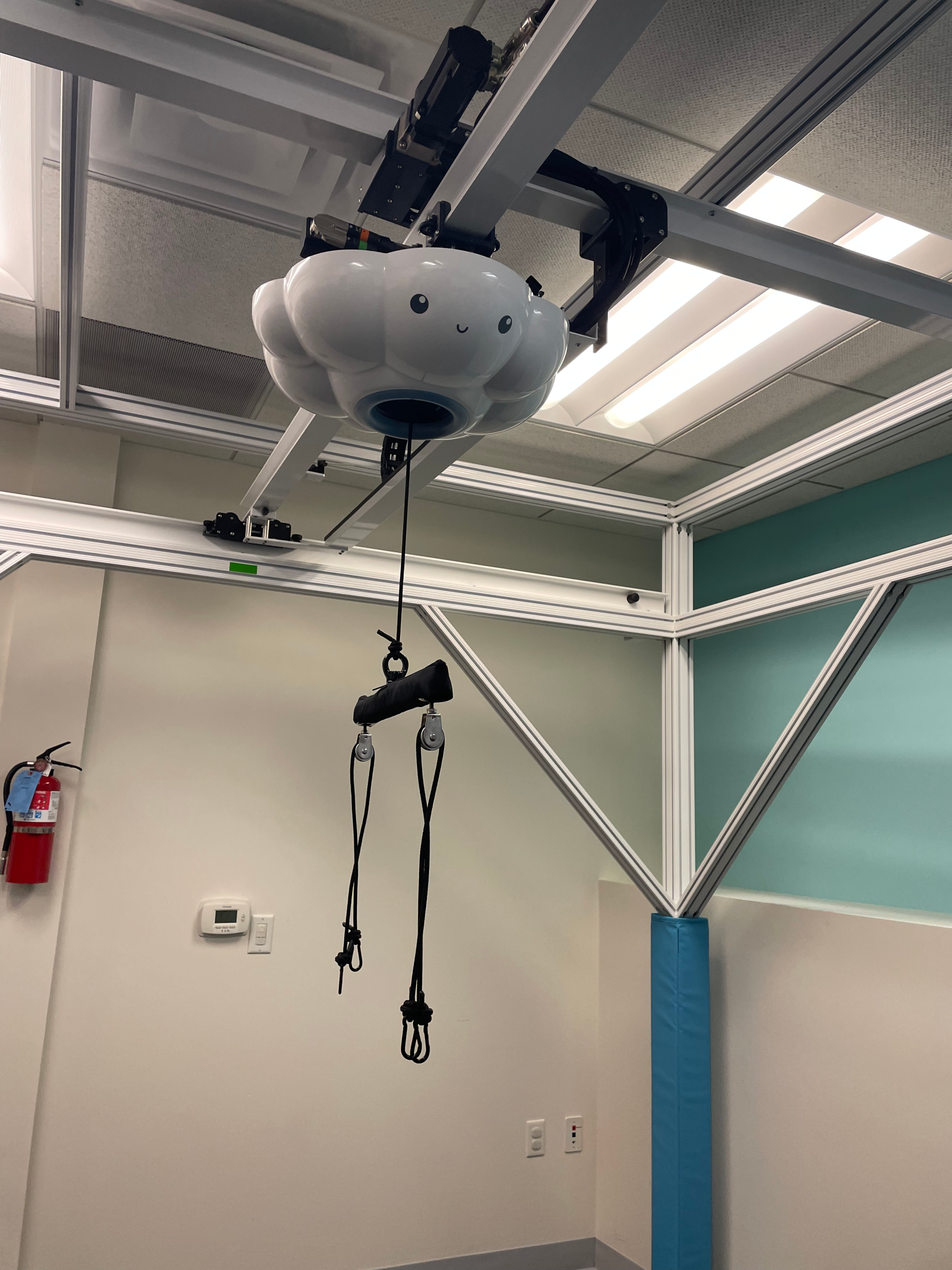 Baby G Early Mobilization System overhead track and harness used for infant robotic therapy at UCP of Central Arizona in Phoenix AZ