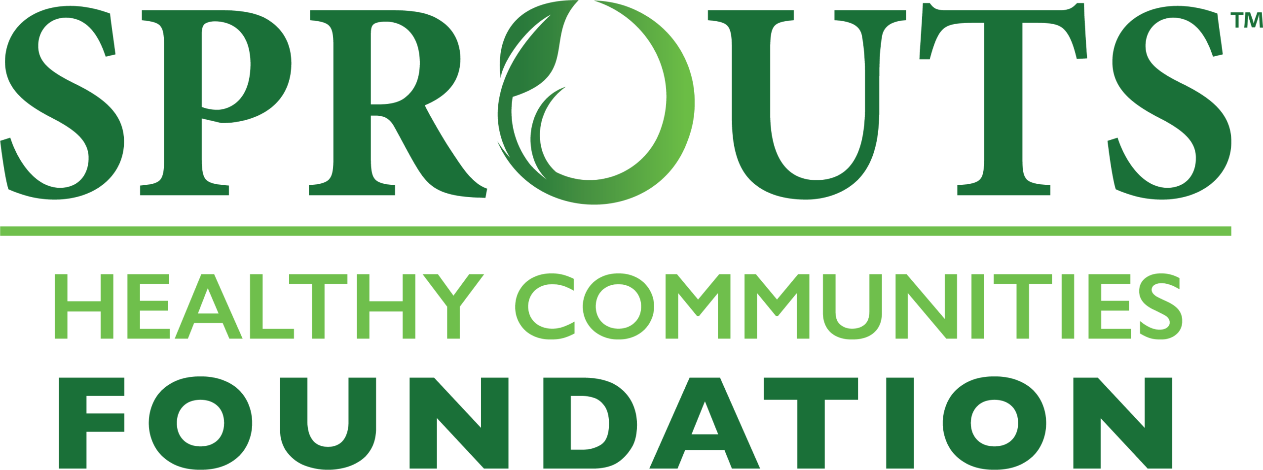 Sprouts Healthy Communities Foundation logo with green text and a leaf design replacing the letter “O” in “Sprouts.”.