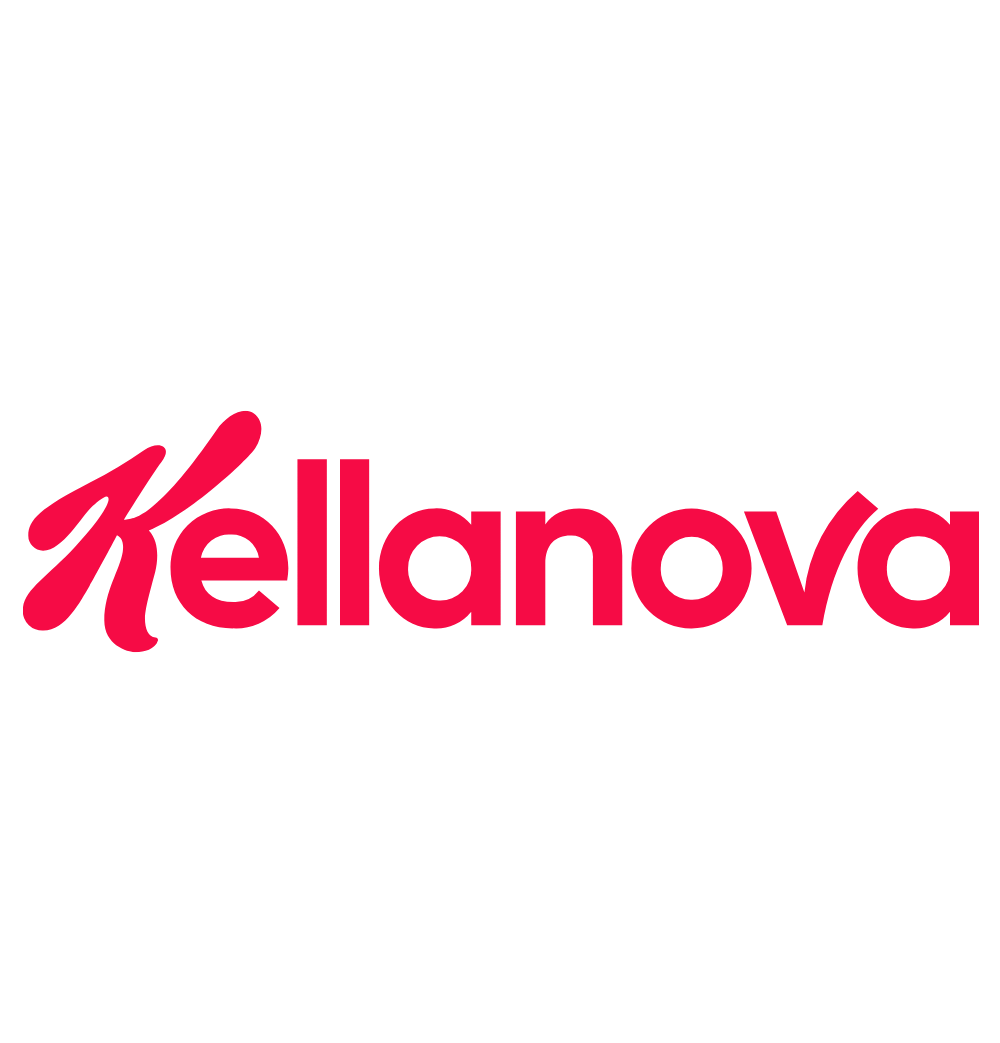 The image shows the Kellanova logo with the company name in bold, red text on a transparent background.